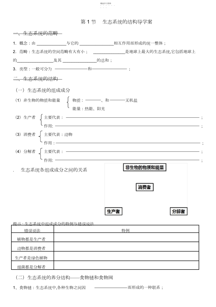 2022年生态系统的结构导学案.docx_第1页