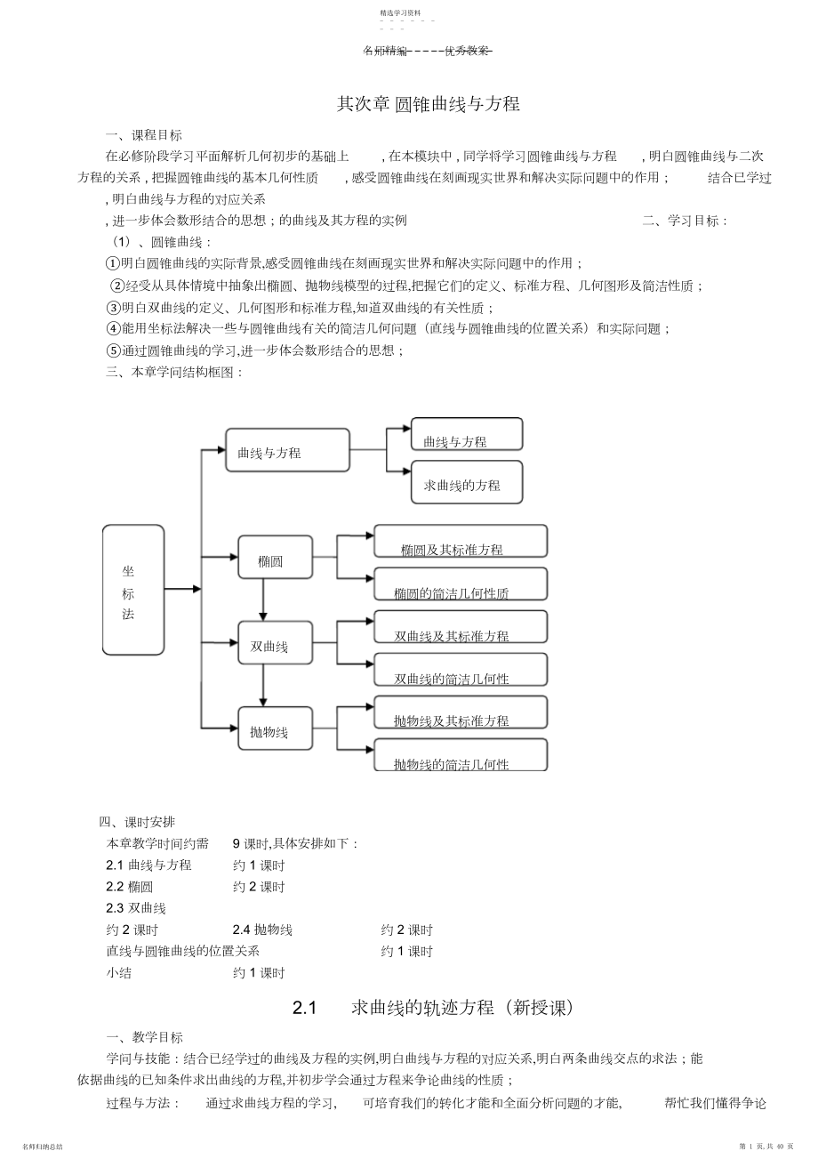 2022年第二章圆锥曲线与方程教案.docx_第1页