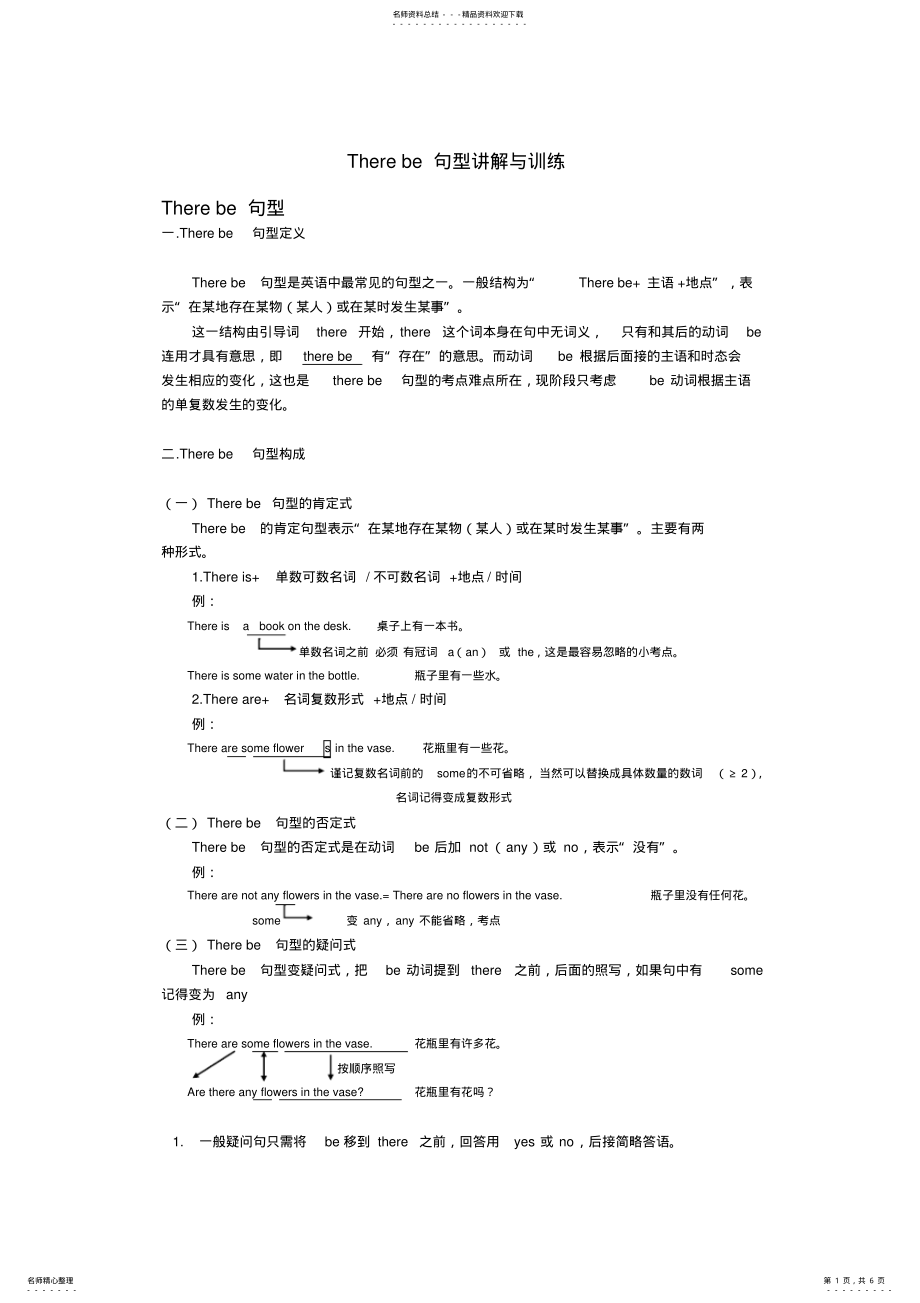 2022年Therebe句型讲解与训练 2.pdf_第1页