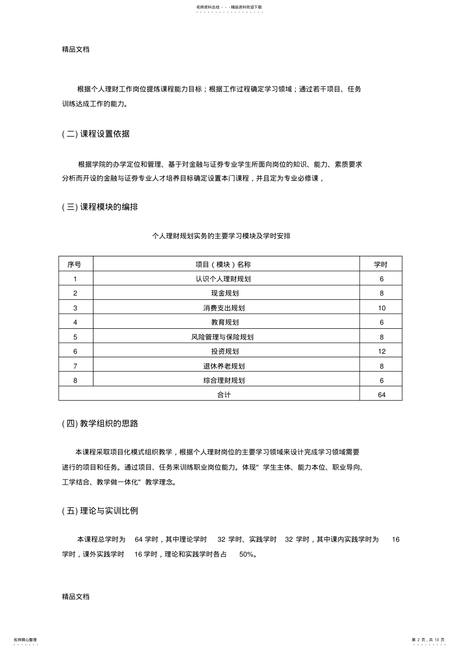 2022年个人理财规级划实务课程标准--- .pdf_第2页