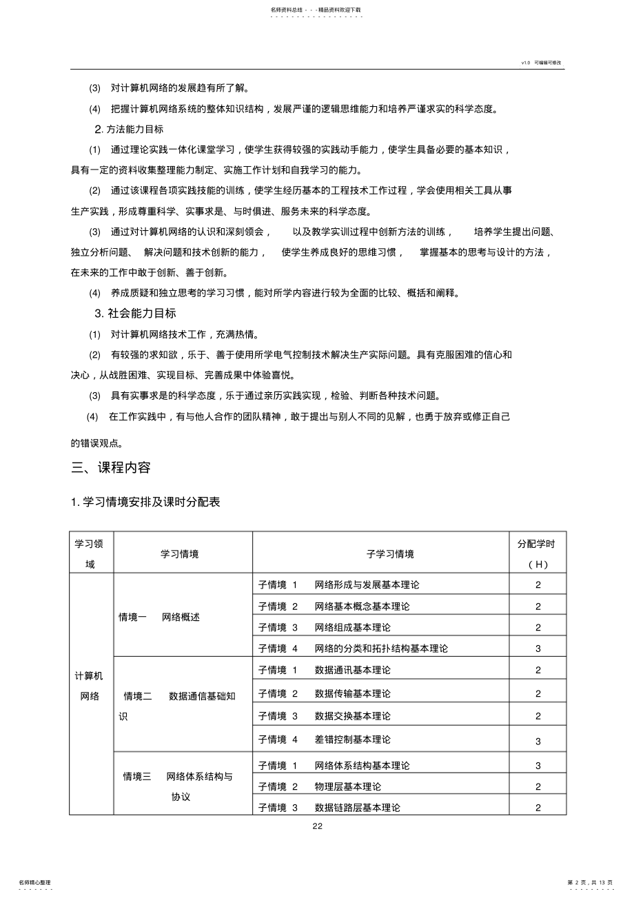 2022年《计算机网络》课程标准 .pdf_第2页