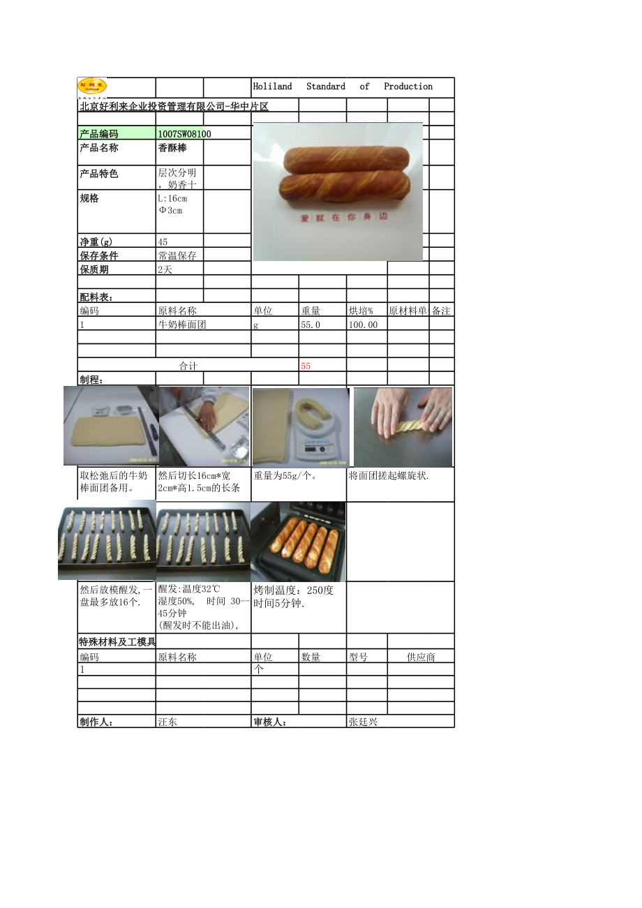 好利来蛋糕门店面包店运营 牛奶棒.xls_第1页