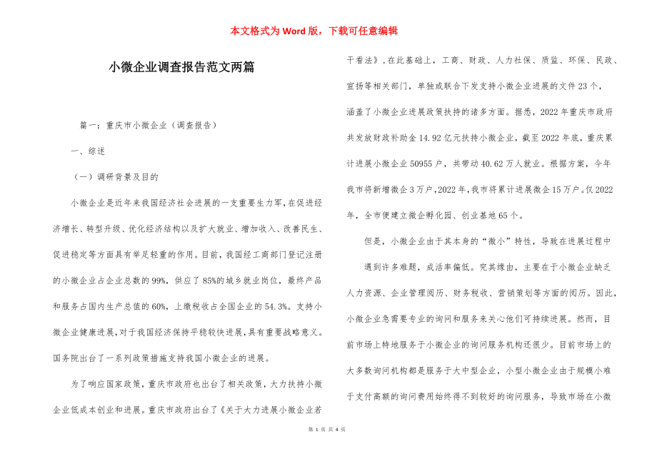 小微企业调查报告范文两篇.docx_第1页