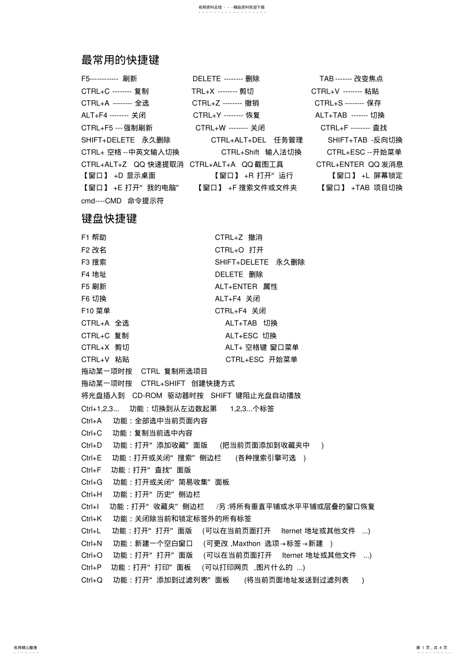 2022年电脑各种快捷键 .pdf_第1页