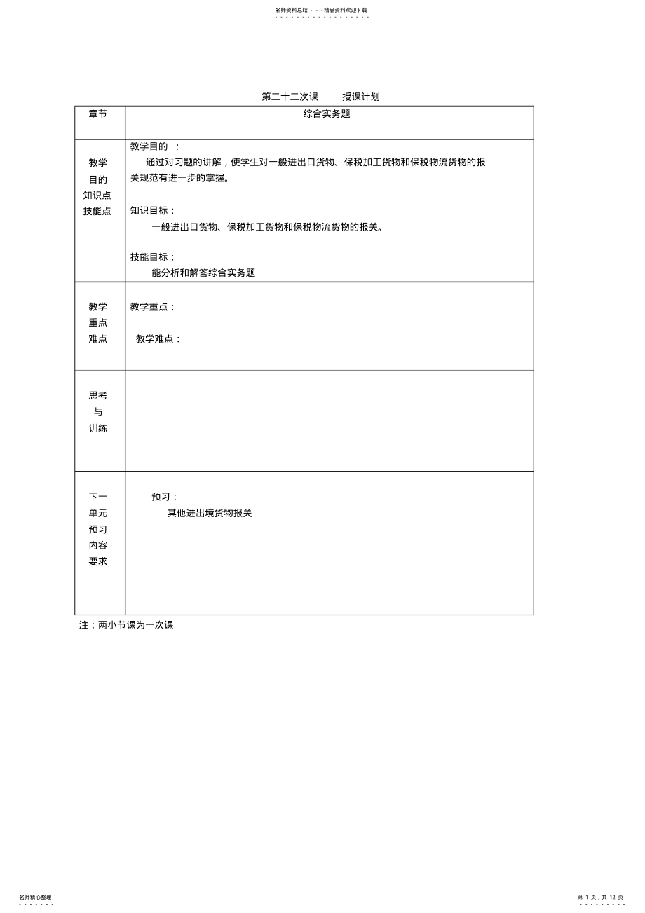 2022年《进出口报关实务》电子教案前五个单位的总复习 .pdf_第1页