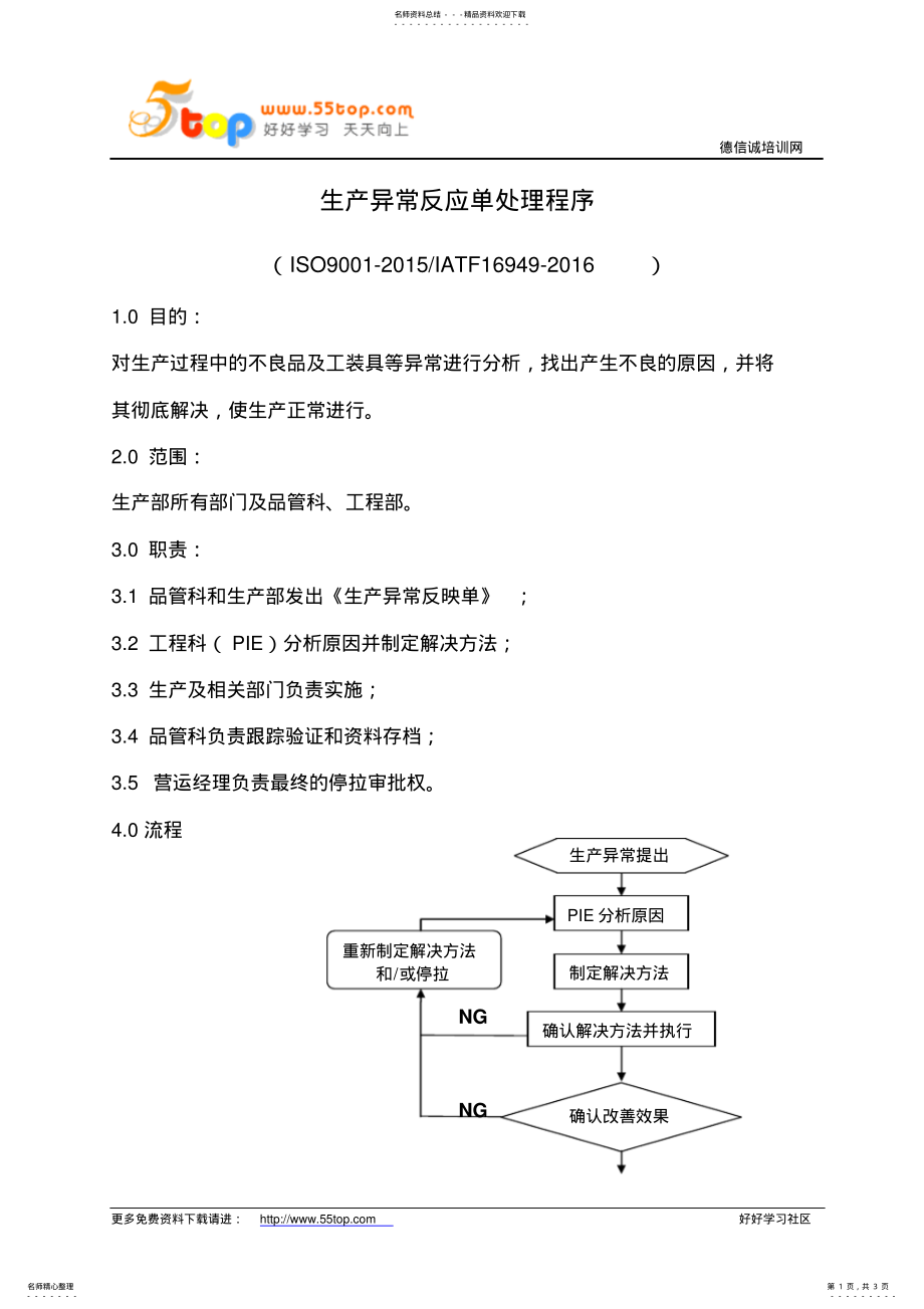 2022年生产异常反应单处理程序 .pdf_第1页