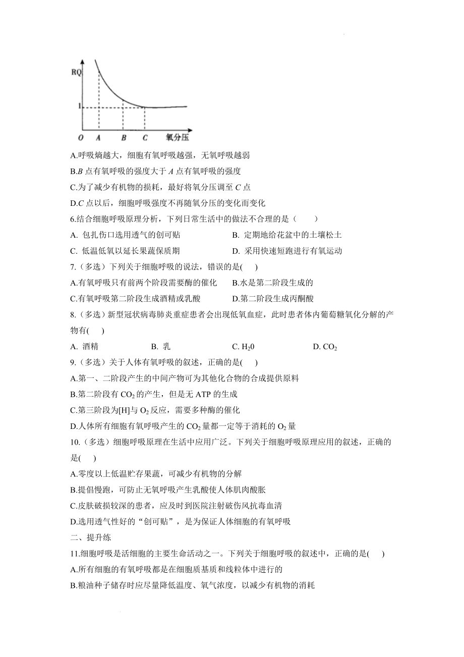 新高考生物一轮复习练习（3）细胞呼吸.docx_第2页