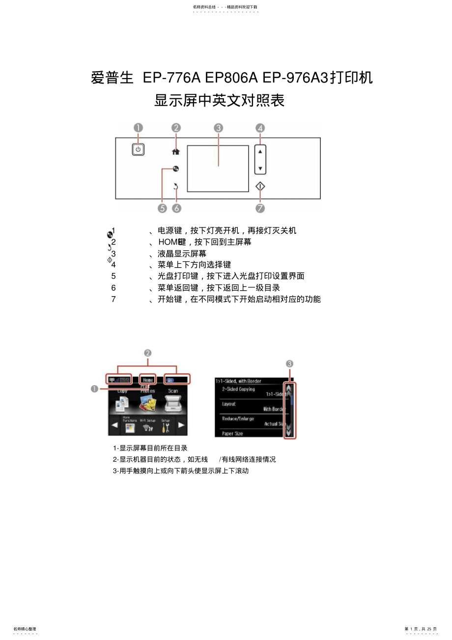 2022年爱普生EPEP一体机中英文对照表 .pdf_第1页