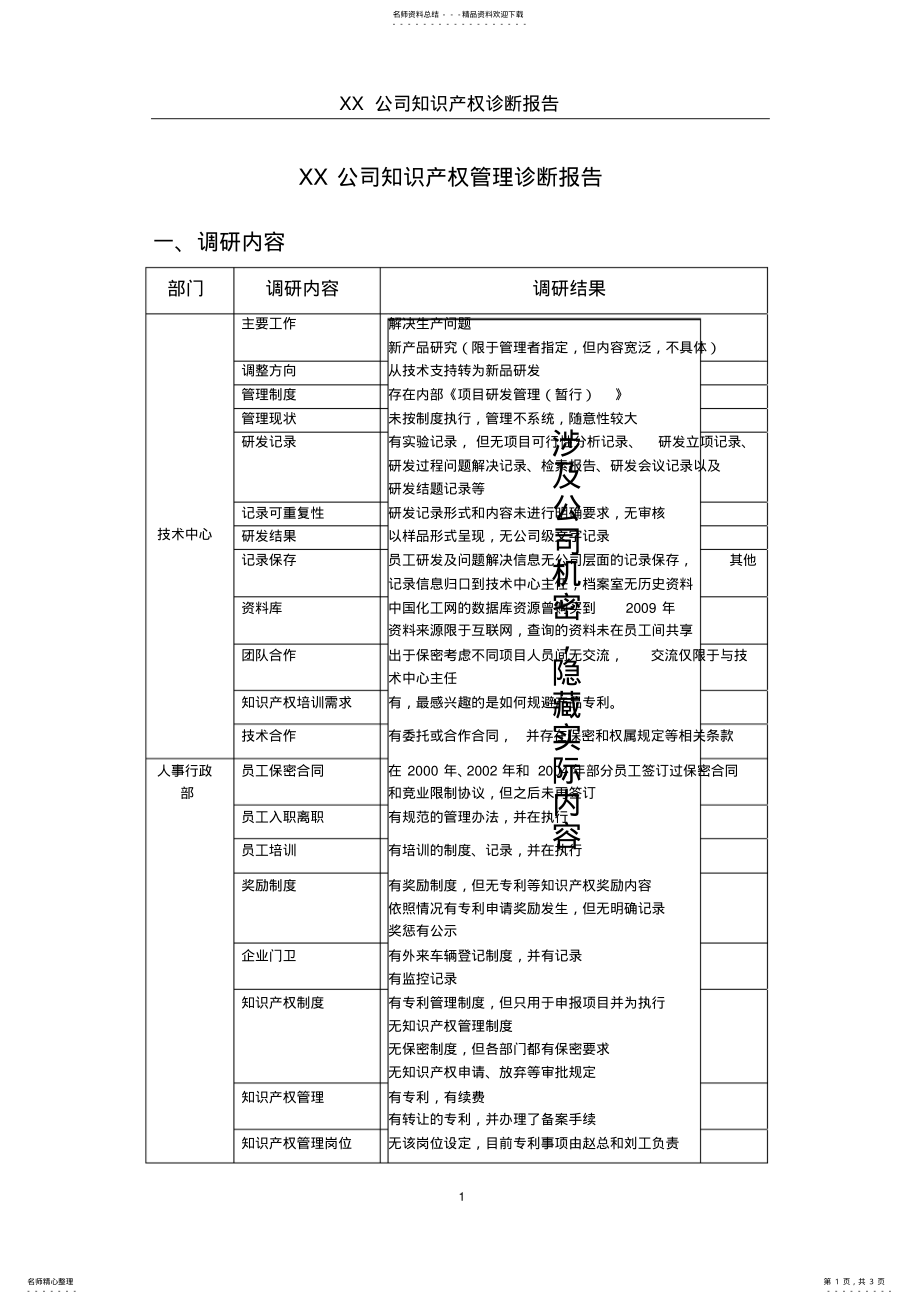 2022年XX公司知识产权管理诊断报告 .pdf_第1页