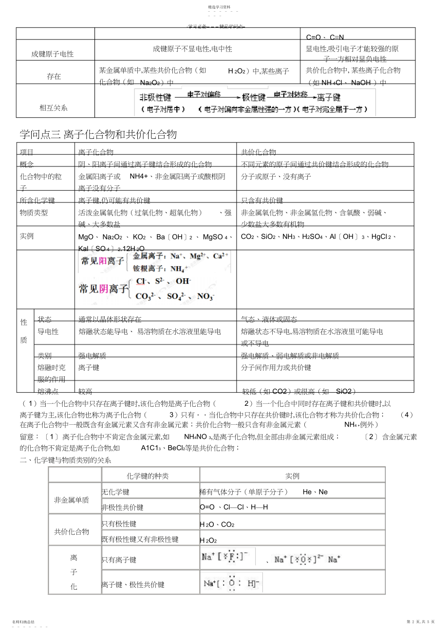 2022年第一章第三节化学键知识点归纳总结.docx_第2页