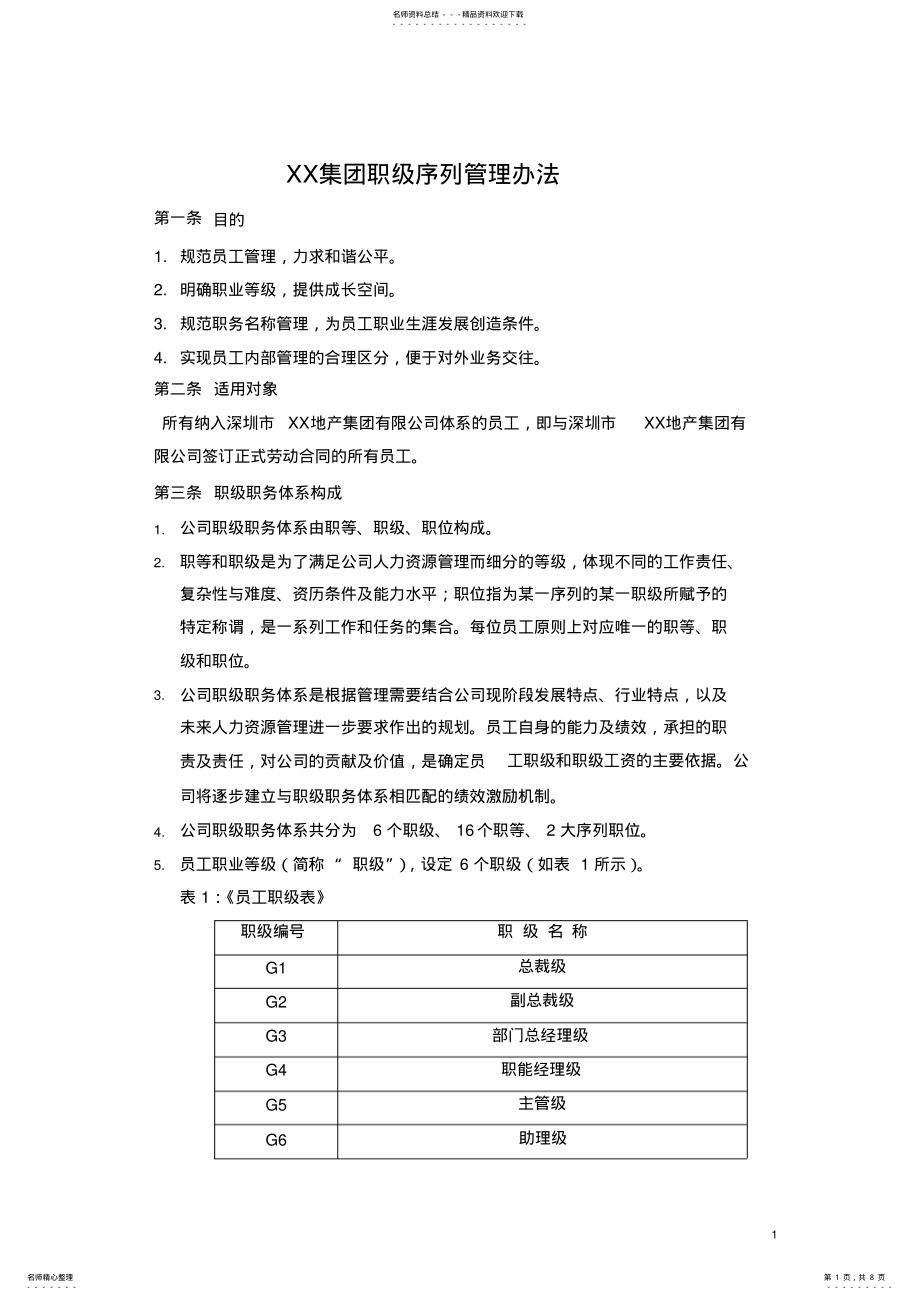 2022年XX集团职级序列管理办法 .pdf_第1页