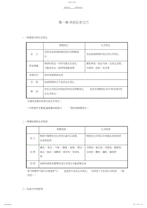 2022年第一章-开启化学之门详细复习知识点.docx