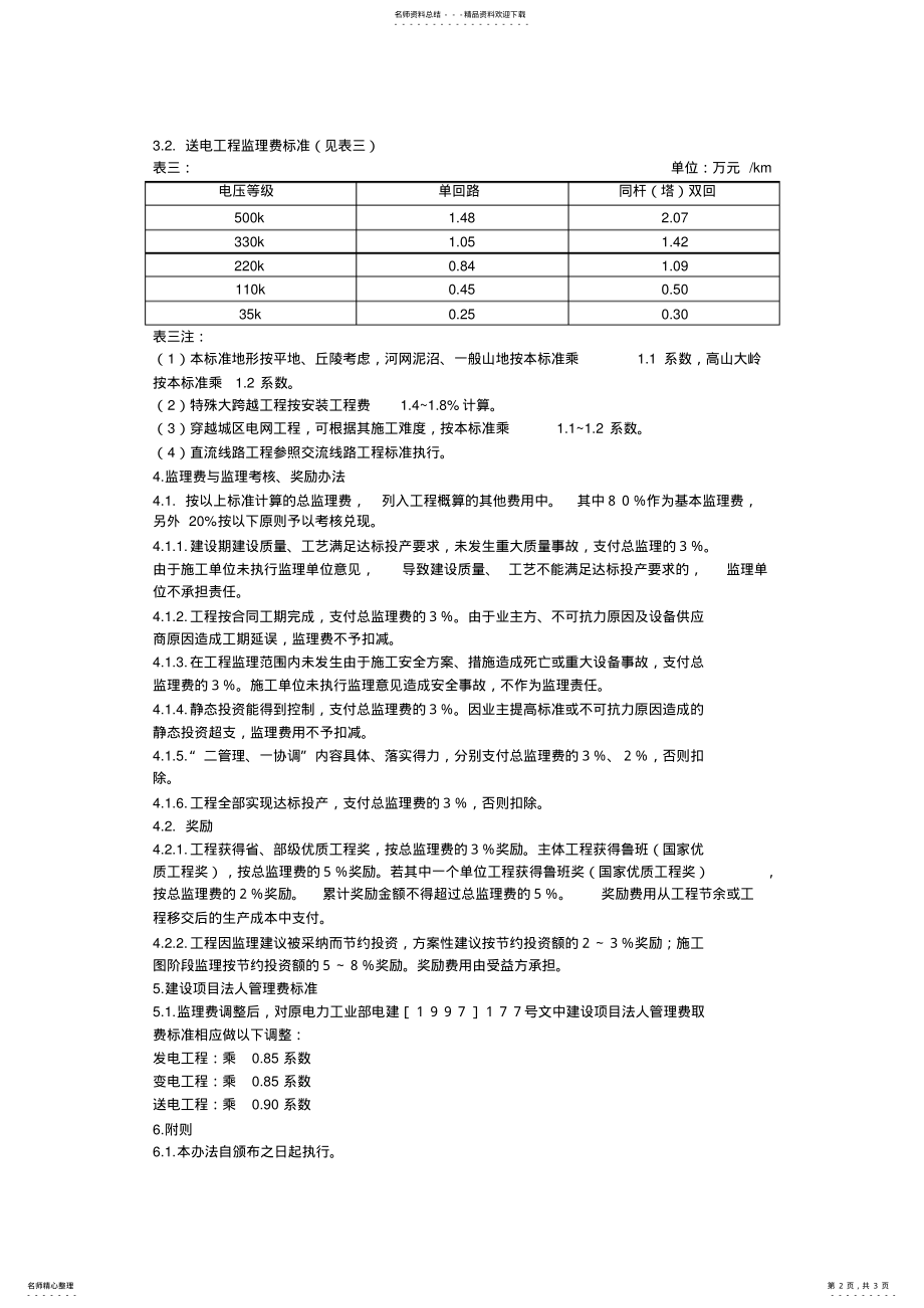 2022年电力建设工程监理费和建设项目法人管理费调整办法 .pdf_第2页