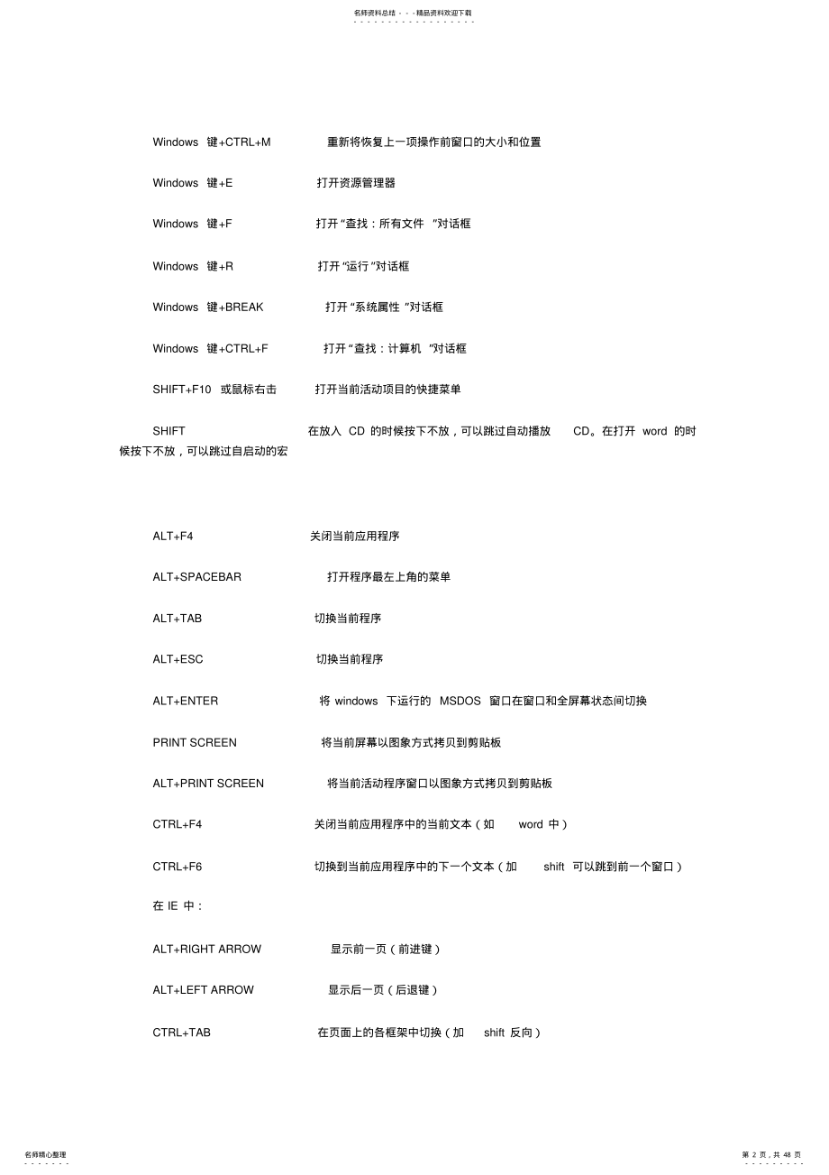 2022年电脑操作快捷键大全 .pdf_第2页