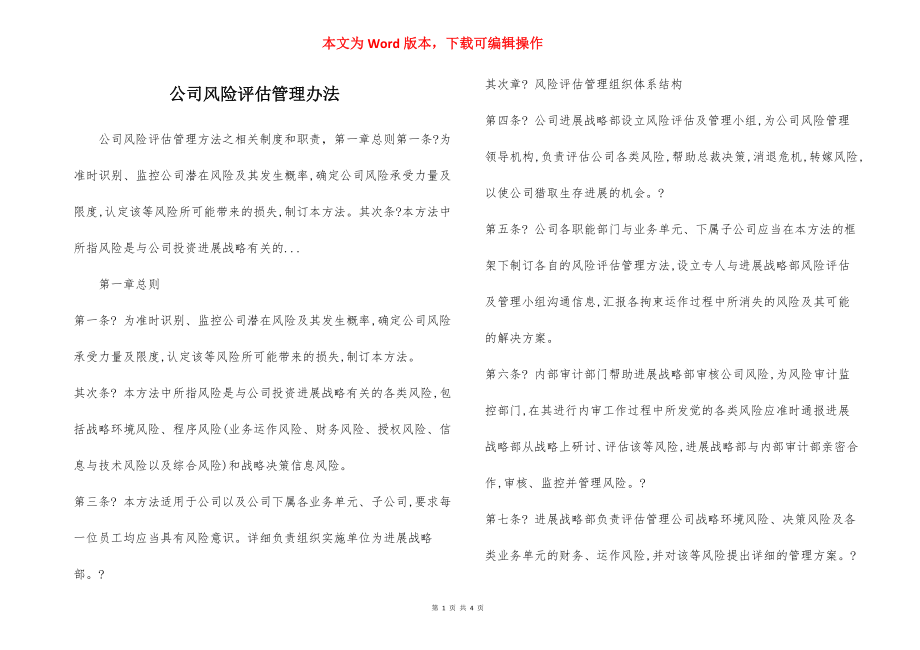 公司风险评估管理办法.docx_第1页