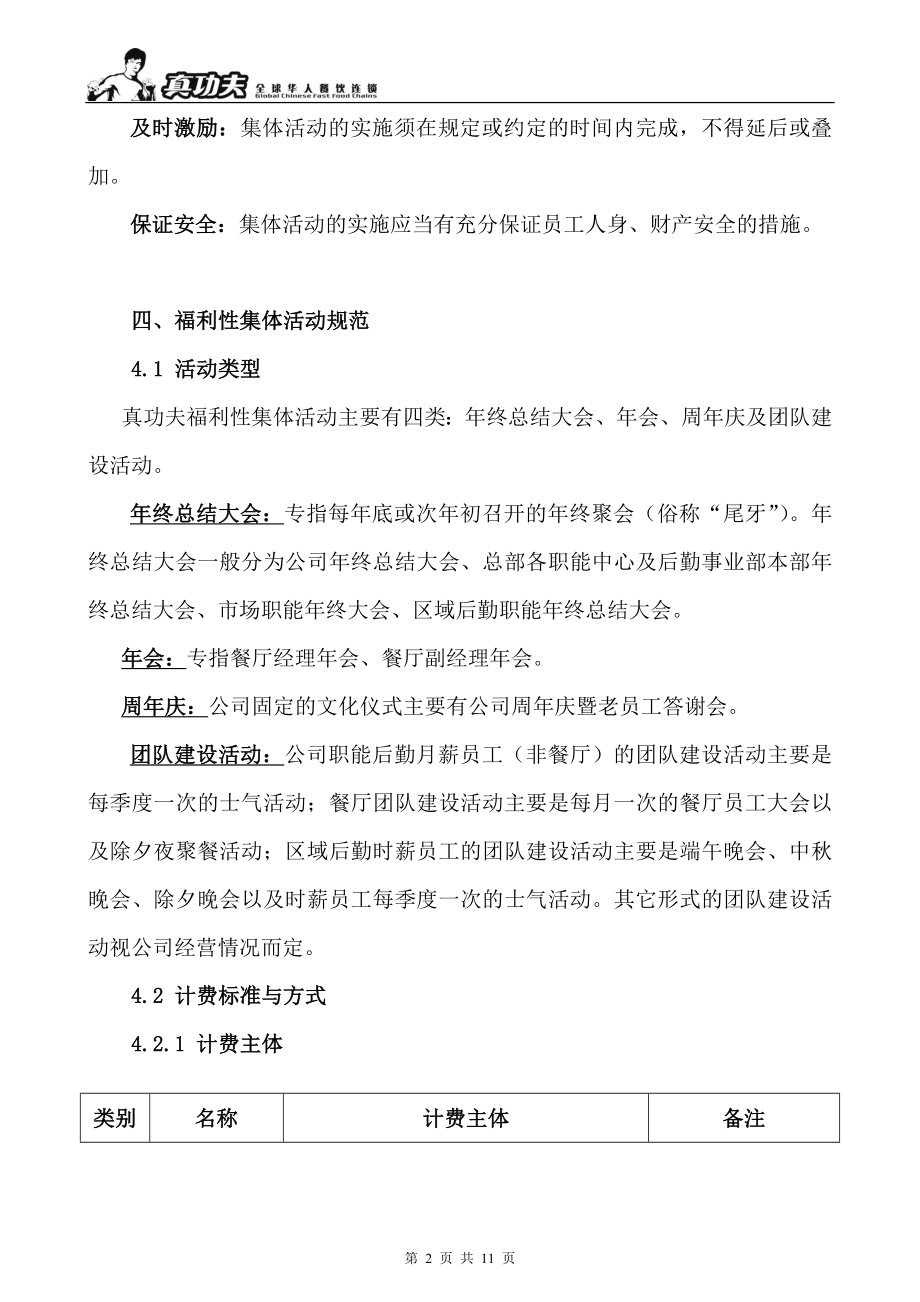 中式快捷餐厅运营饭堂实体店管理 流程 真功夫 集体活动管理规范P11.doc_第2页