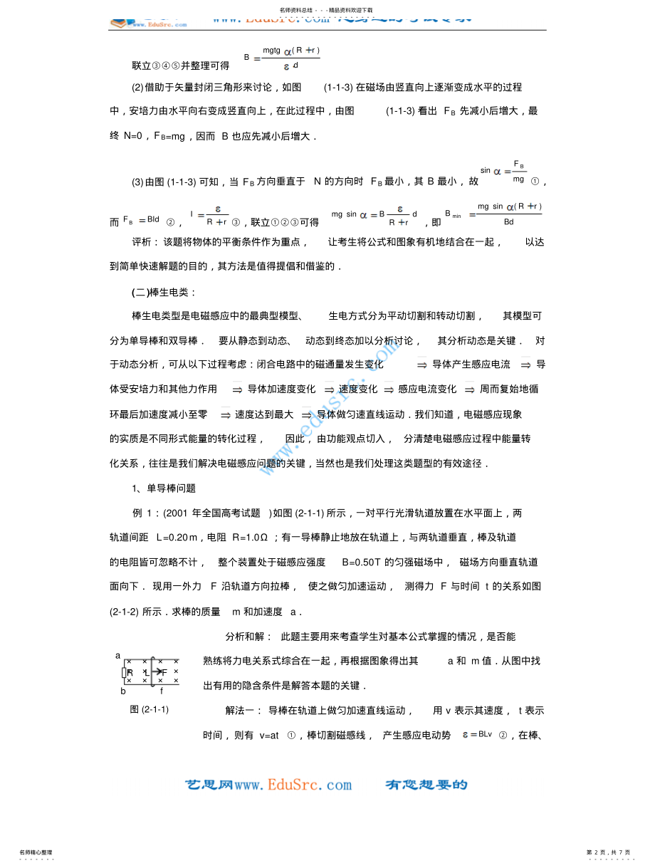 2022年物理精品：年物理总复习经典物理模型归纳全解全析--高考电磁学导棒问题归类分析 .pdf_第2页