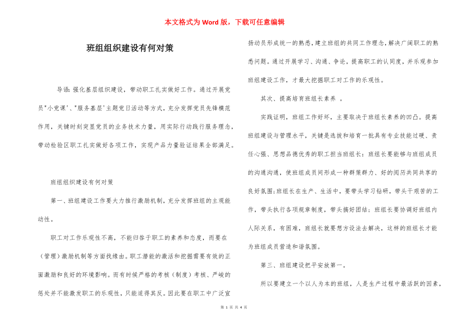 班组组织建设有何对策.docx_第1页