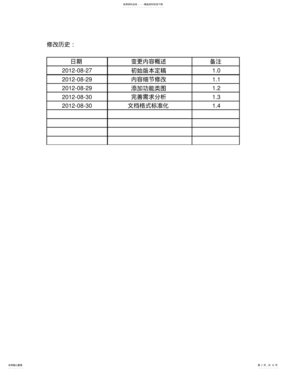 2022年《宿舍信息管理系统》需求分析说明书 .pdf_第2页