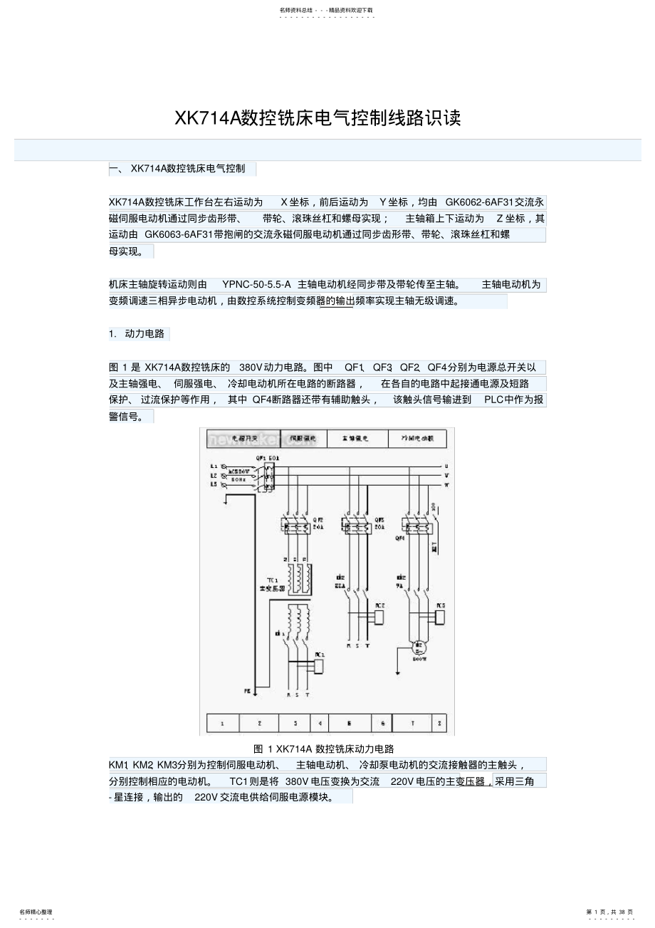 2022年XKA数控铣床电气控制线路识读 .pdf_第1页