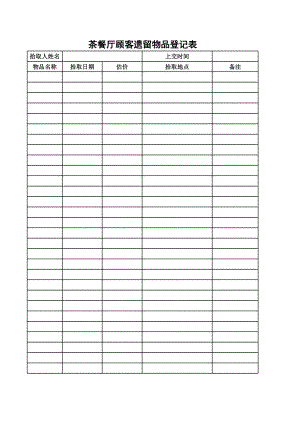 港式茶餐厅运营餐饮员工培训手册顾客遗留物品登记表P1.xls