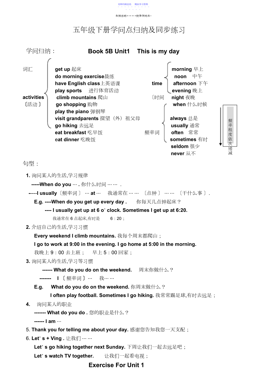 2022年PEP小学五年级英语下册知识点归纳及练习.docx_第1页