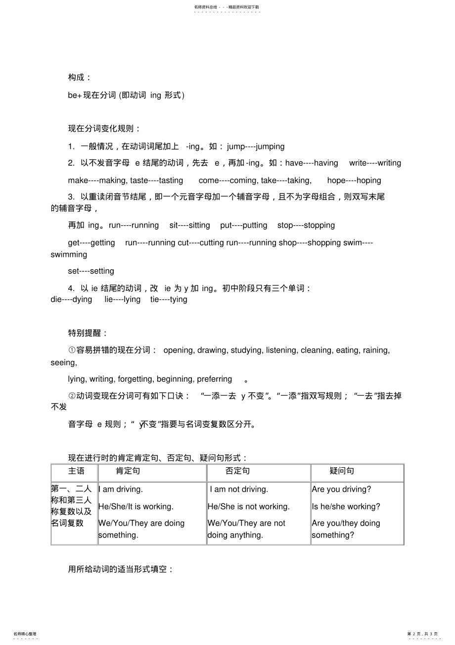 2022年现在进行时用法归纳 .pdf_第2页