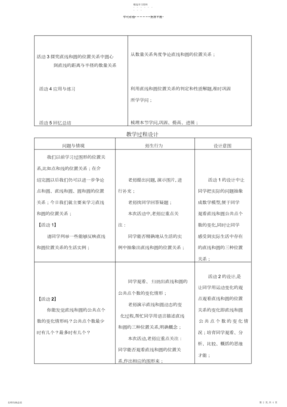 2022年直线和圆的位置关系公开课教案.docx_第2页