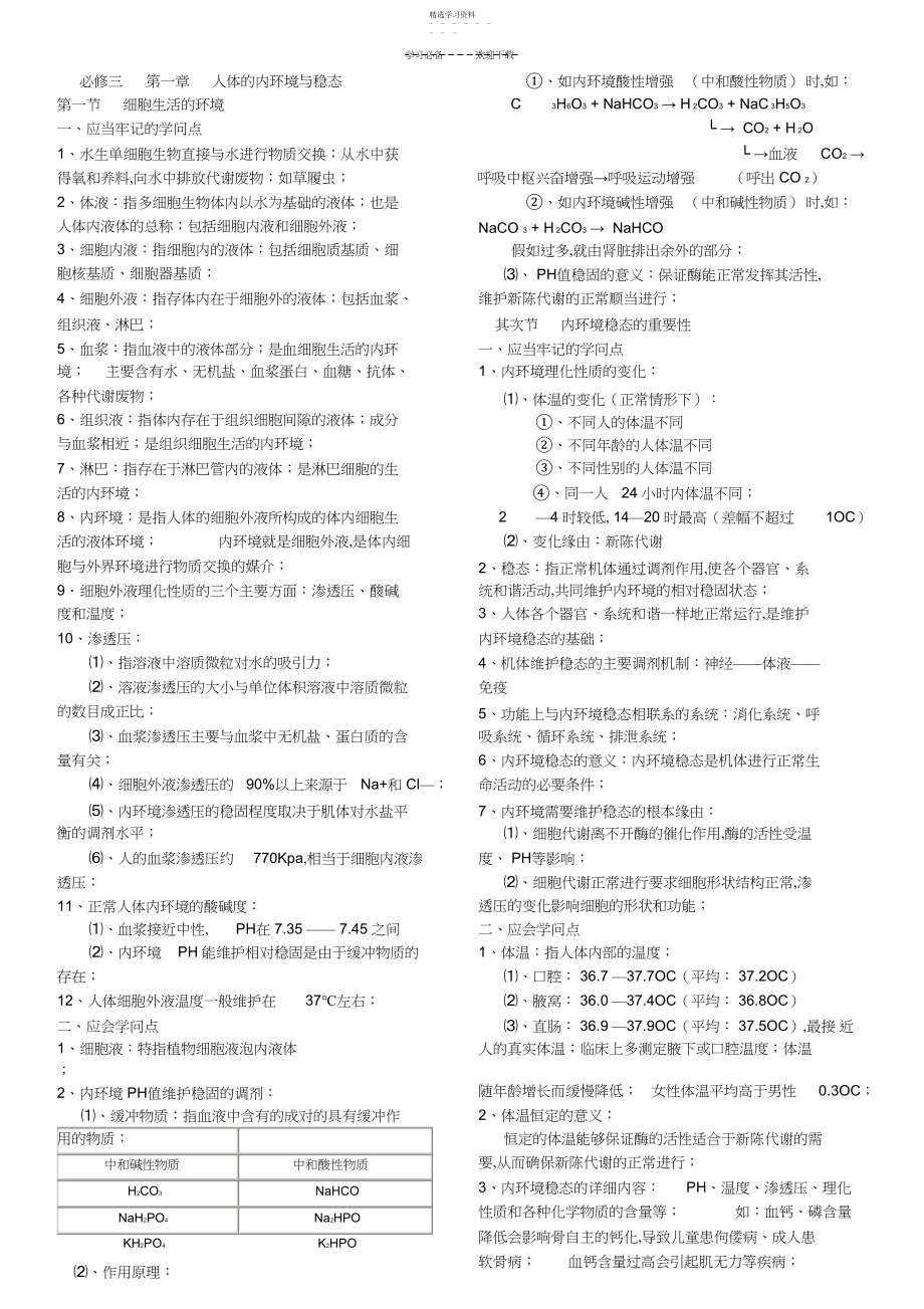 2022年生物人教版新课标必修三知识点整理.docx_第1页