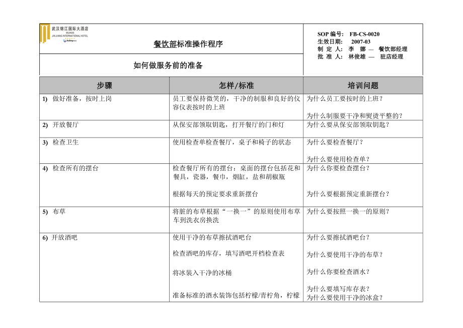 餐厅运营管理培训资料 西餐厅标准操作-如何做服务前准备.doc_第2页