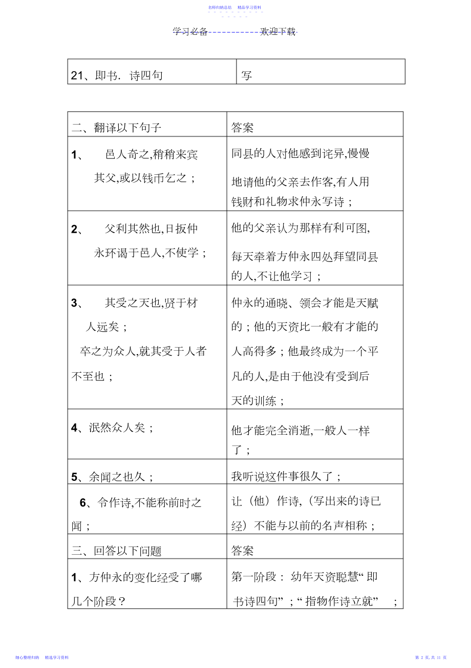 2022年七年级下册期中考试文言文知识点.docx_第2页