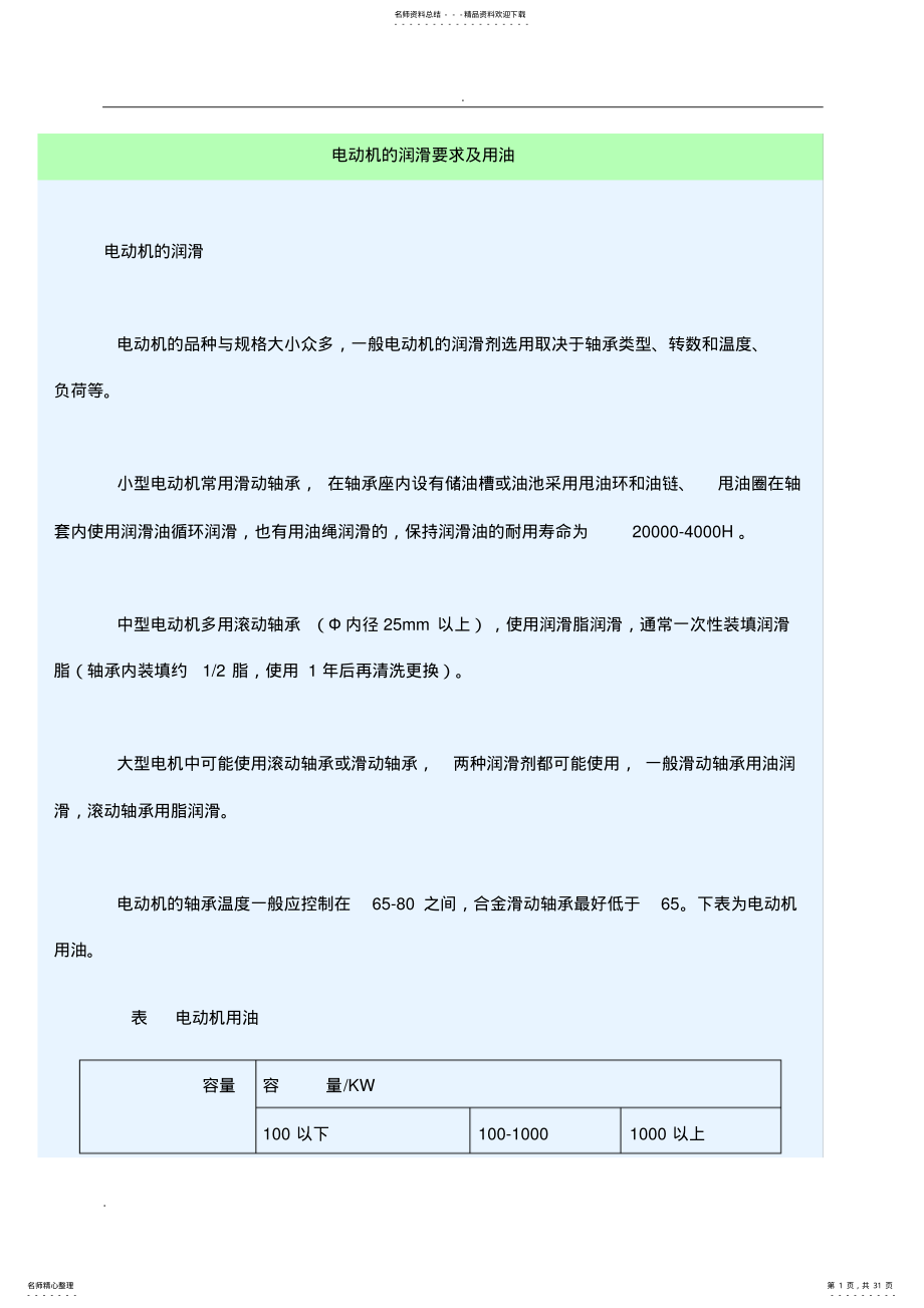 2022年电动机的润滑要求及用油 .pdf_第1页