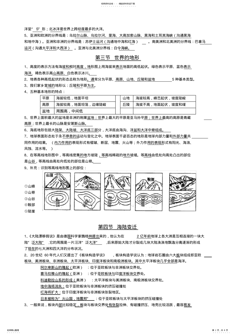 2022年湘教版七年级上册地理复习提纲 .pdf_第2页