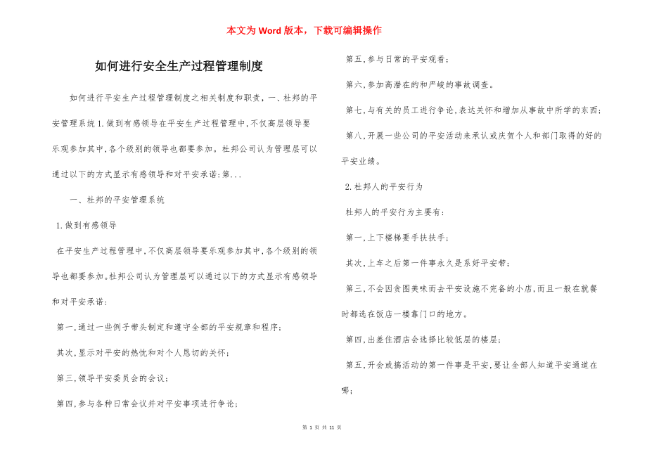 如何进行安全生产过程管理制度.docx_第1页