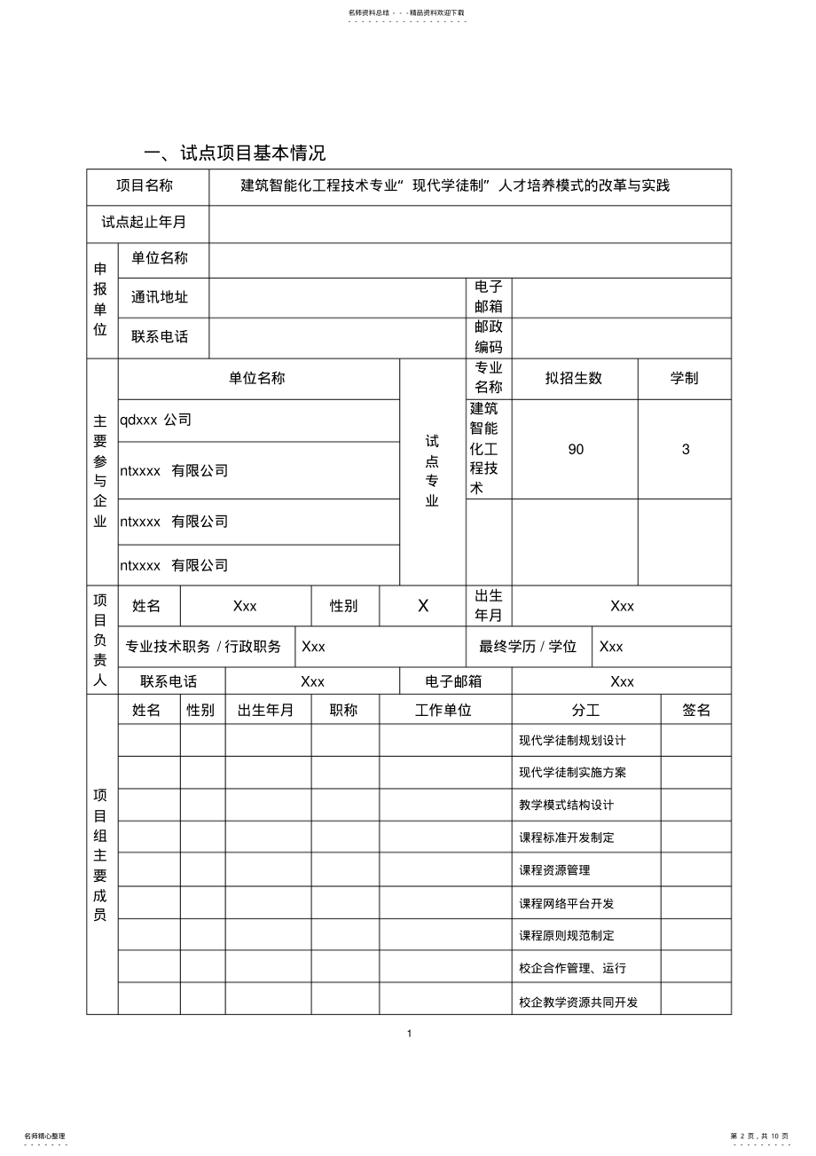 2022年现代学徒制试点项目申报书 .pdf_第2页