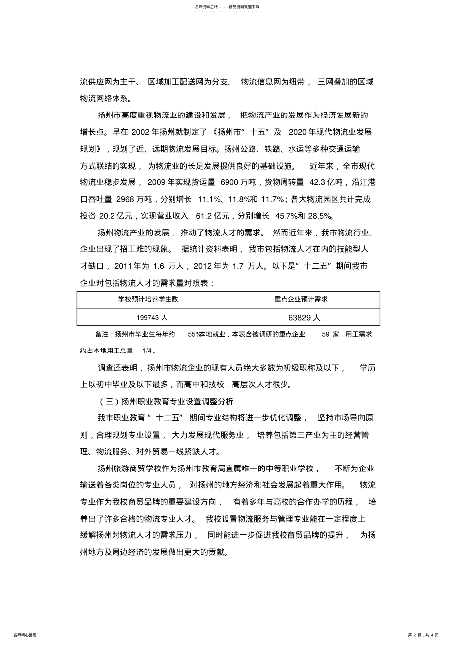 2022年物流服务与管理专业设置的论证报告 .pdf_第2页