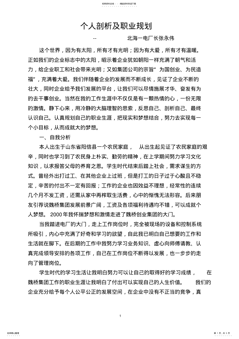 2022年个人剖析及职业规划 .pdf_第1页