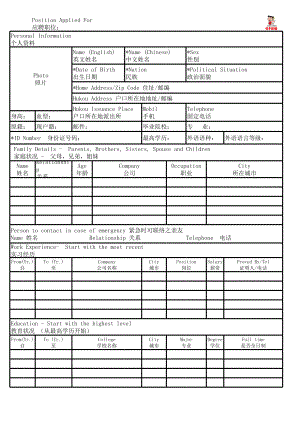 餐饮连锁开店管理资料 味千拉面 应届生应聘登记表P2.xls