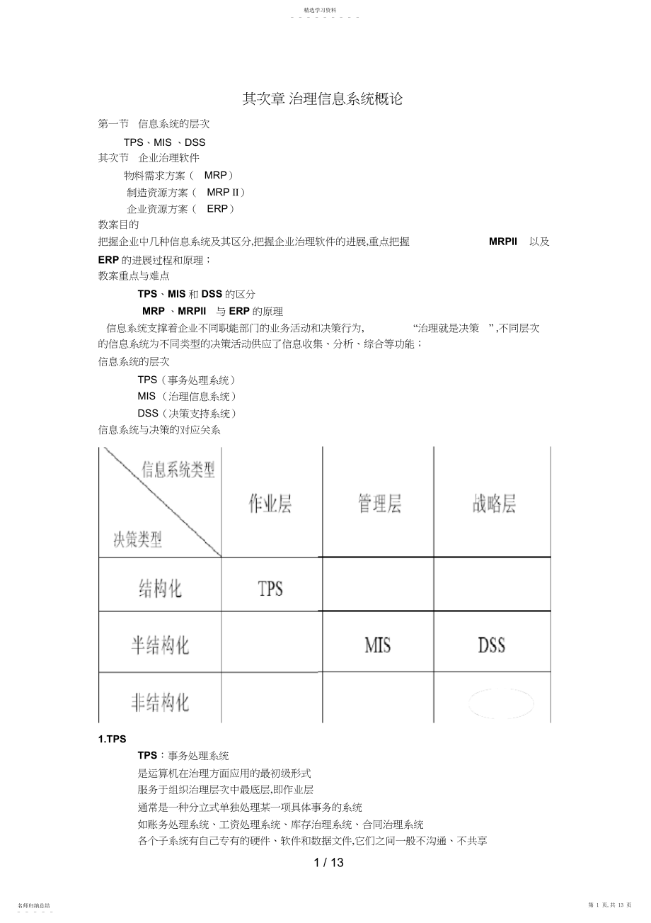 2022年第二章管理信息系统概论.docx_第1页