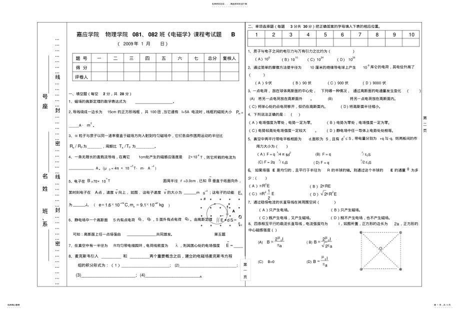 2022年电磁学试卷 .pdf_第1页