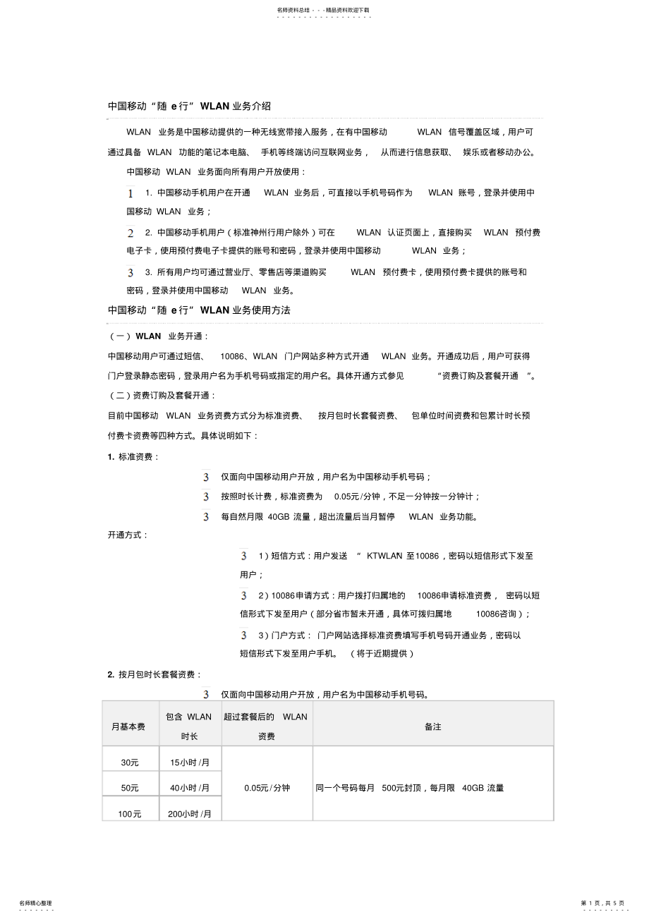 2022年移动WLAN业务介绍 .pdf_第1页