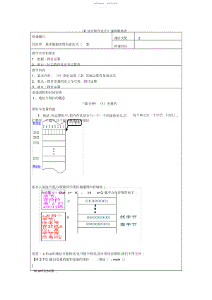 2022年《C语言程序设计》教案第二章基本数据类型和表达式.docx