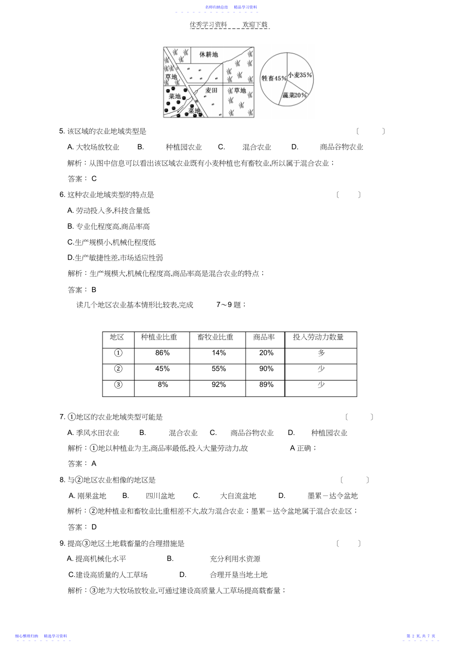 2022年一轮复习试题农业地域类型.docx_第2页