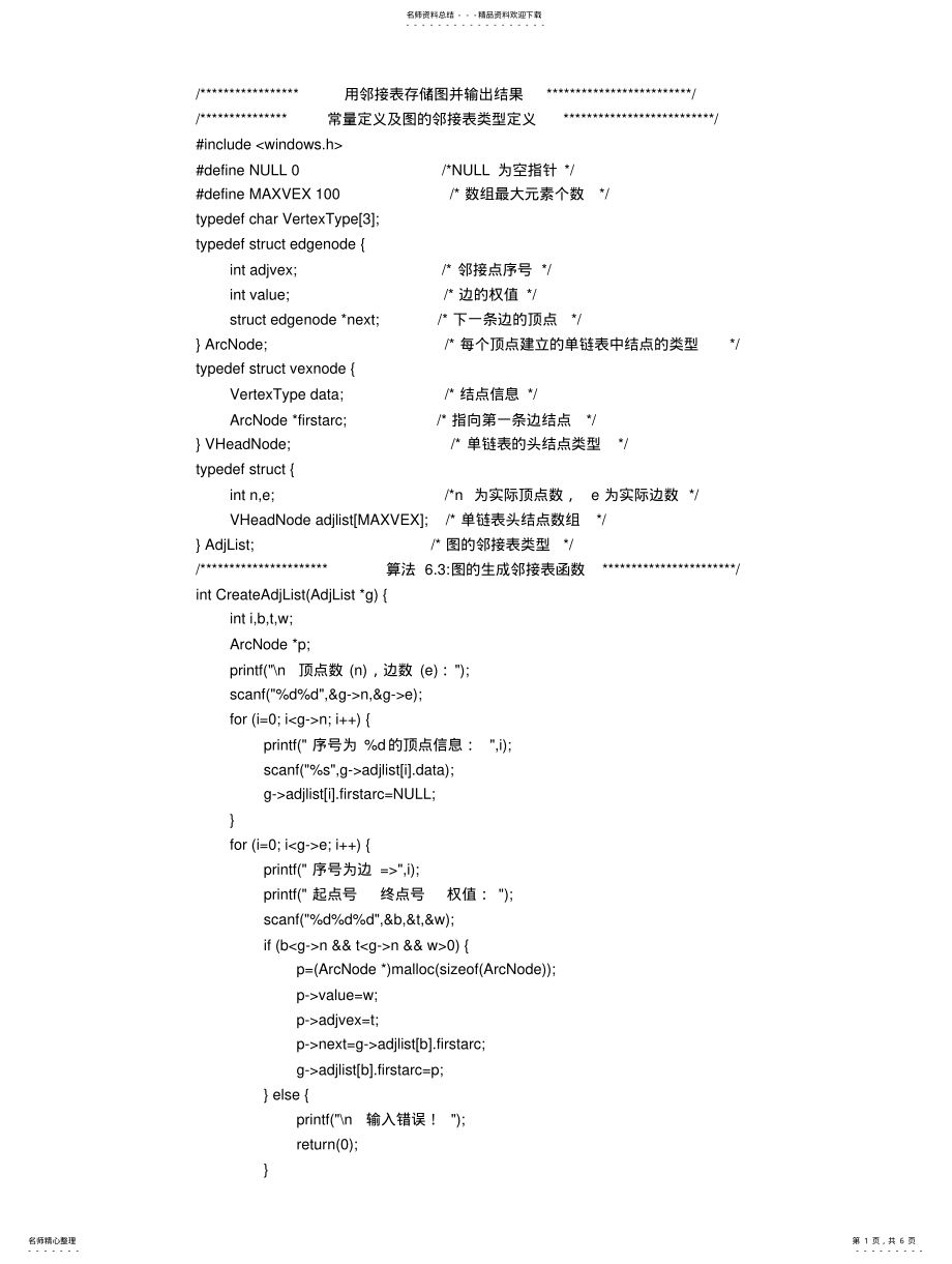 2022年用邻接表存储图并输出结果 .pdf_第1页