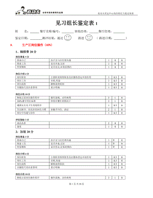 中式快捷餐厅运营饭堂实体店管理 表格 真功夫 餐厅见习组长鉴定表P8.doc