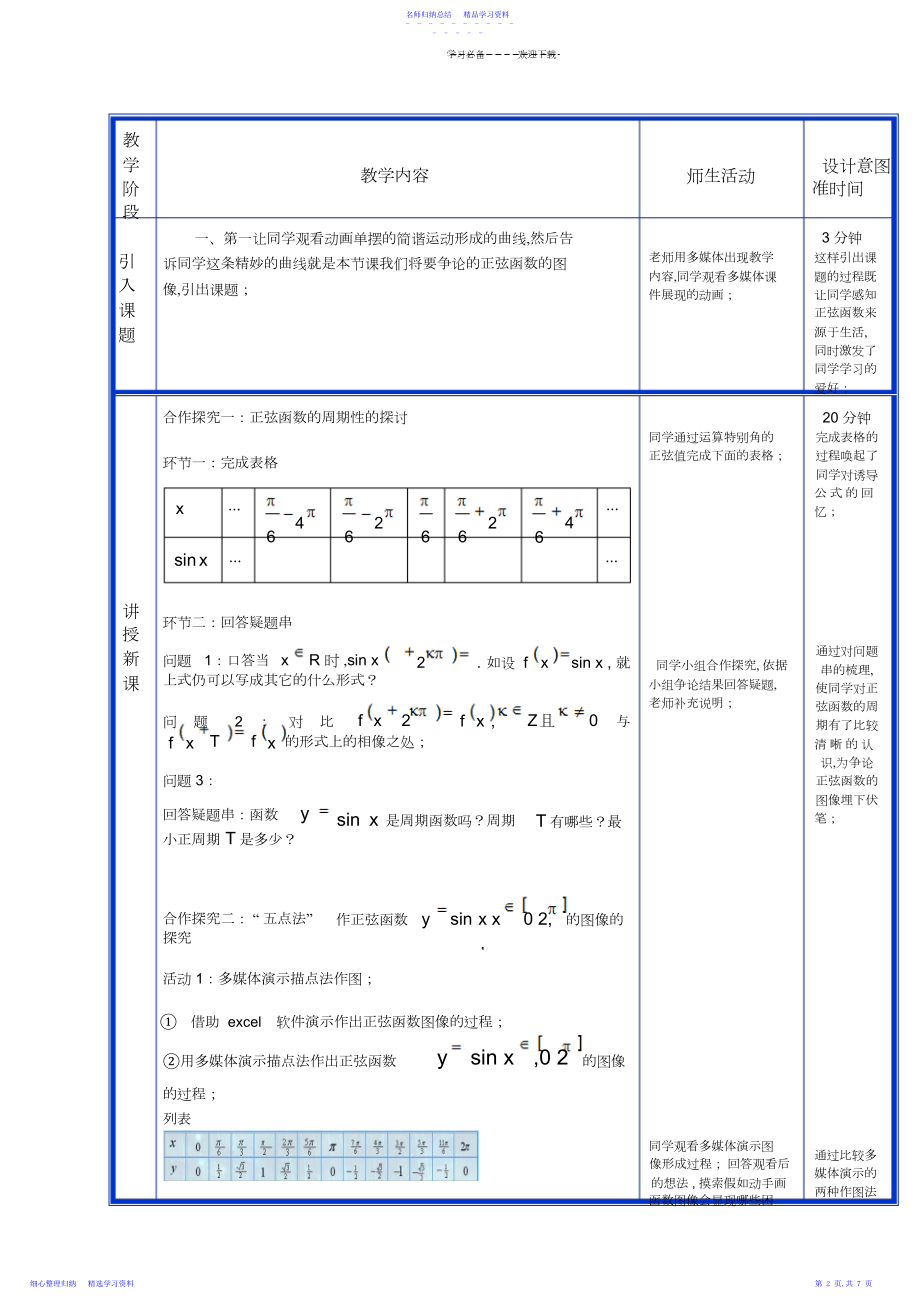 2022年《正弦函数的图像》教学设计.docx_第2页