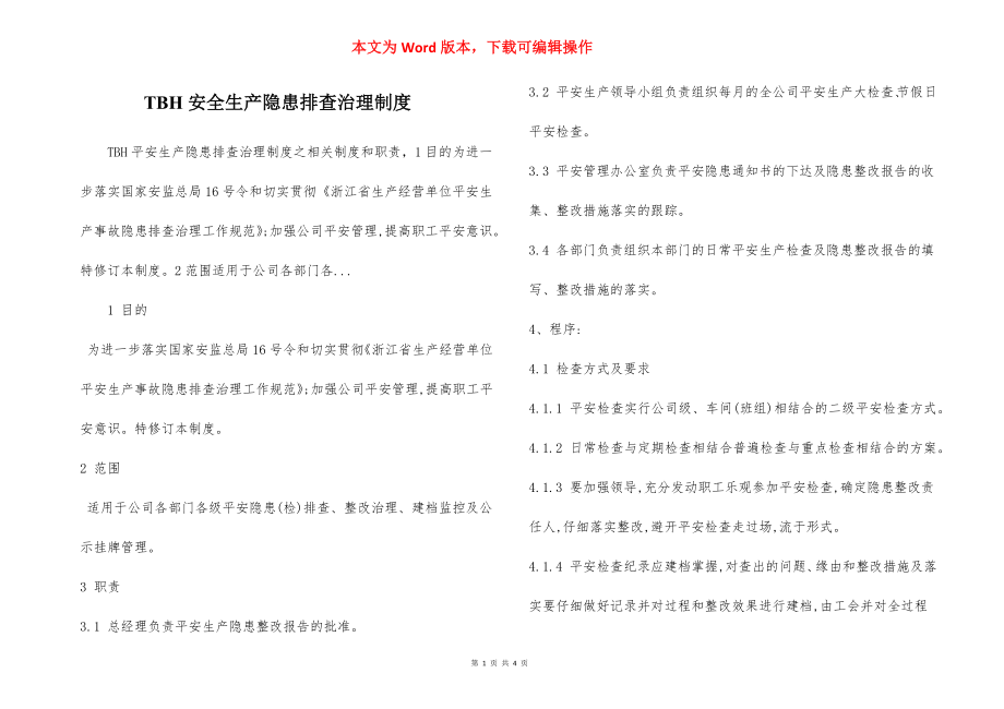 TBH安全生产隐患排查治理制度.docx_第1页