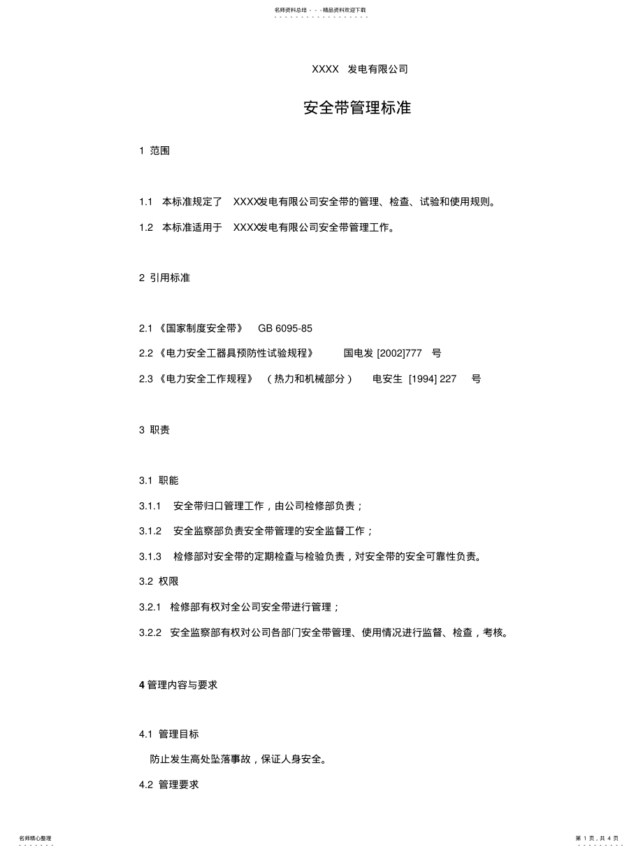 2022年XX发电企业安全带管理标准 .pdf_第1页