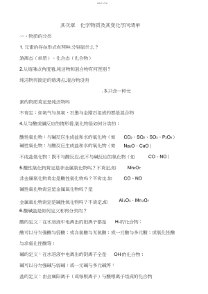 2022年第二章化学物质及其变化必背知识点.docx