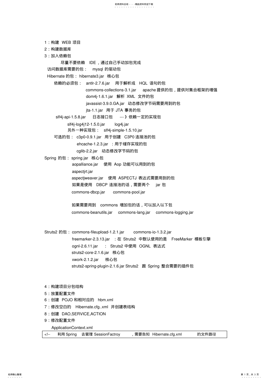 2022年SSH三大框架整合 .pdf_第1页